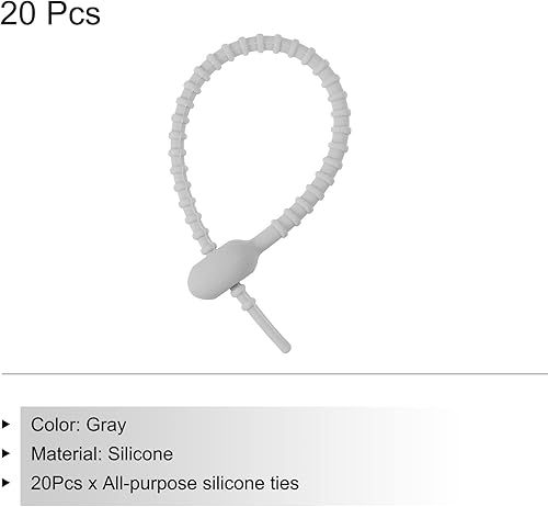 Miniatura 3 de MECCANIXITY Paquete de 20 bridas de silicona reutilizables de 6 pulgadas para el hogar, oficina, cocina, organizador de bolsas de alimentos, gestión