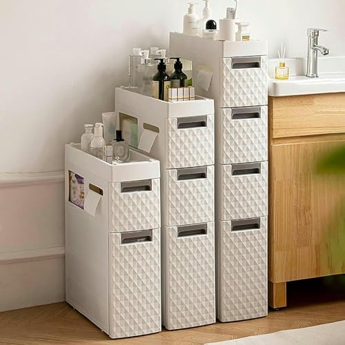 Mobiletto Alto da Bagno Bianco da Pavimento, salvaspazio, angolare, per Cucina, Soggiorno e Camera da Letto, Elegante e Funzionale, con Ampio Spazio di archiviazione.