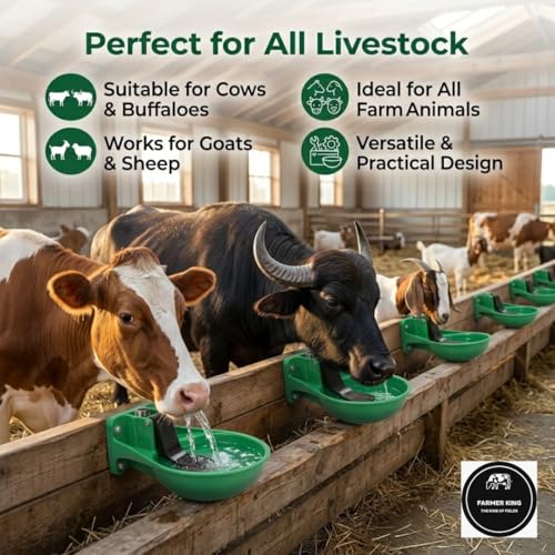 Image of Farmer King Fully Automatic 3L Cow Water Bowl | Unbreakable Green Plastic Water Dispenser for Cows,