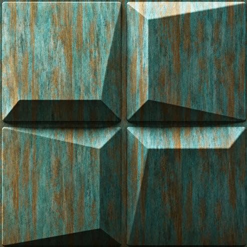 Image of Kayra Decor 3D PVC Wall Panels for Bedroom & Living Room | Cube Design | Rustic Wood Color | 19.7 x 19.7 Inch | Pack of 40 | 107.6 Sq Ft