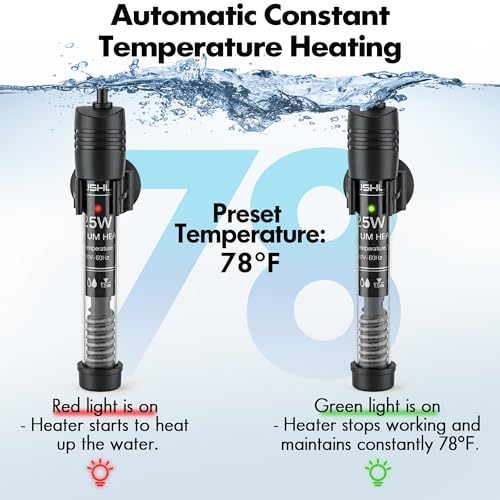 Image of Orlushy Submersible Aquarium Heater, Adjustable Fish Tahk Heater with Free Thermometer Suitable for Marine Saltwater and Freshwater