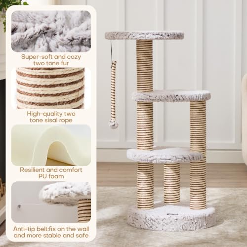 Torre para Gatos Multi-niveles con Rascador y Juguete Beige miniatura 3