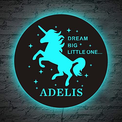 Lámpara nocturna infantil de madera personalizada unicornio miniatura 1