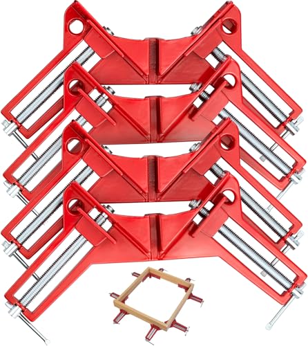 Abrazadera de ángulo recto de 90 grados, 4 piezas de tensor de ángulo, juego de abrazaderas de tornillo ajustables, tensor de esquina de madera, aluminio y metal, tensor de marco de soldadura, marco