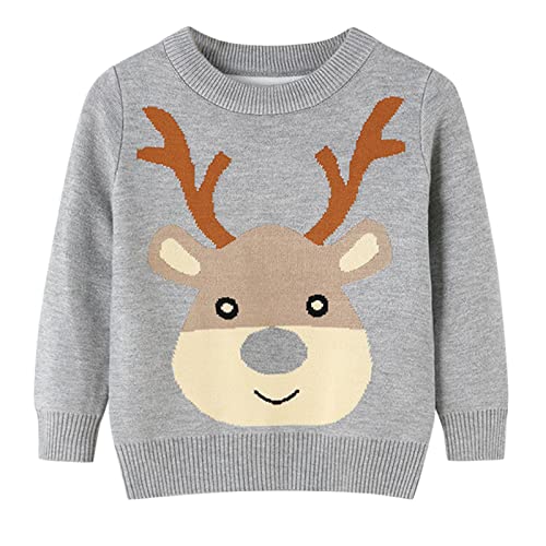 Baby Boys Girls Pullover Xmas Sweater Reindeer Long Sleeve Crewneck Sweatshirt Winter Kid Warm Unisex Tops