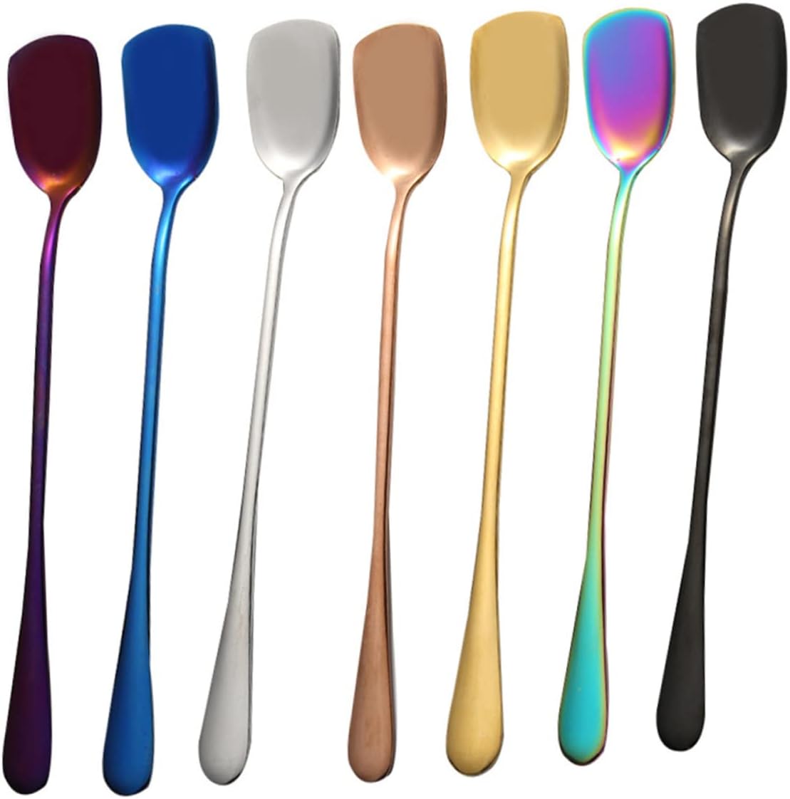 VALICLUD 6pcs Stainless Steel Ice Cream Scoops Long Handle Serving Spoons for Bar Home