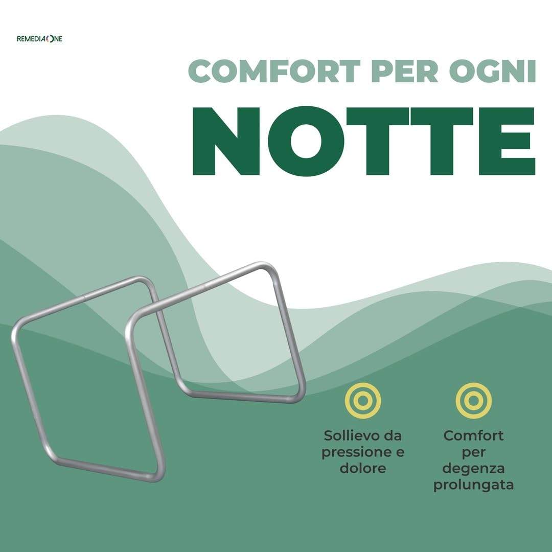 REMEDIA ONE - Alza Coperte Smontabile in Alluminio Anodizzato – Alzacoperte per Piedi Anziani e Pazienti, Solleva Coperte per Piedi – 50x52x40 cm