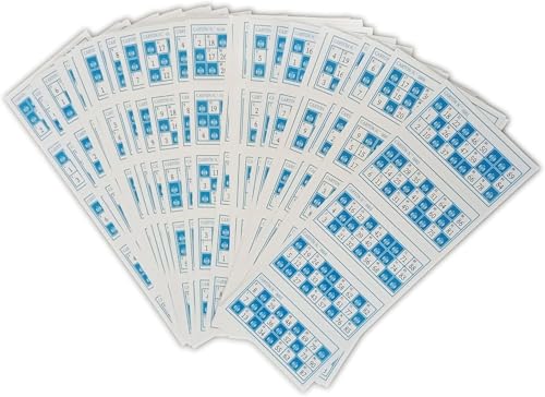 Pandiui23 620 cartones de Bingo troquelados para Bingo Tradicional de 90 Bolas (Azul)