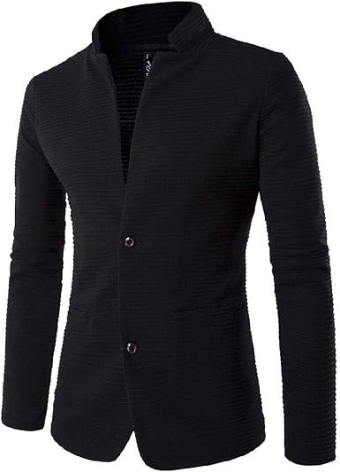U/A Personality - Chaqueta de traje sin cuello para hombre Negro Negro  XXXXL: Amazon.es: Ropa