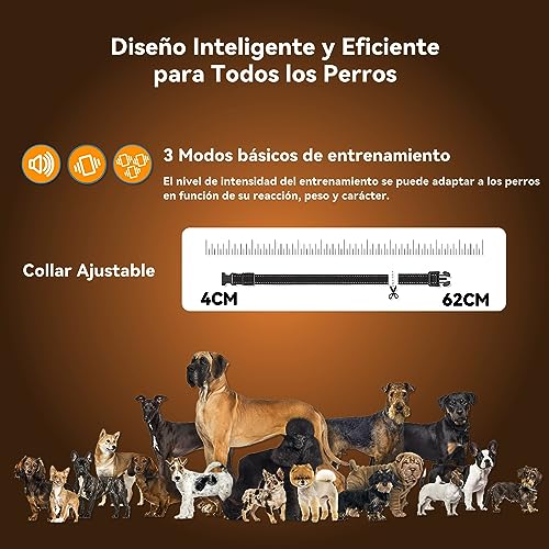 Miniatura 5 de Meloive Collar De Adiestramiento Para Perros,Collar Recargable Con Rango De Control Manual 3000 Metros,4 Modos De Adiestramiento Efectivos Luz Led Sonido Vibración Fuerte Vibración