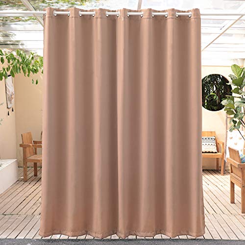 Anjee Outdoor Blackout Curtain 95 inches Length - Waterproof and Light Blocking Drapes