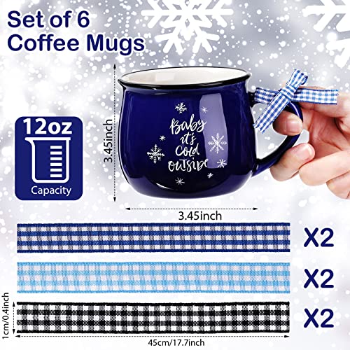 Zubebe 6 Pieces Patriotic Coffee Mugs 4Th Of July Ceramic Cups Tumbler Hot Cocoa Mugs Gift Set For Independence Day Tiered Tray Coffee Bar Decorations (Snowflake) #TOP1