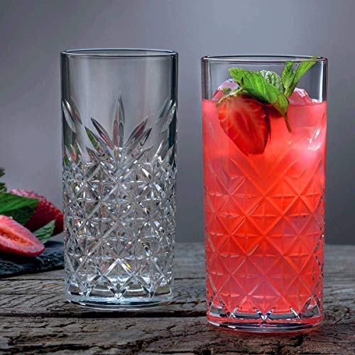 Image of bellemax 320 ML Crystal Cut Glass Tumbler | Premium Drinking Water Glasses | Juice, Soft Drink, Cocktail, Mocktail & Beverage Glasses | Heavy Base Transparent Glassware for Home (Set of 6)
