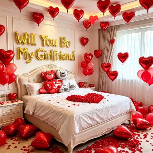 Image of Will You Be My Girlfriend Balloon Set,Romantic Proposal Decoration