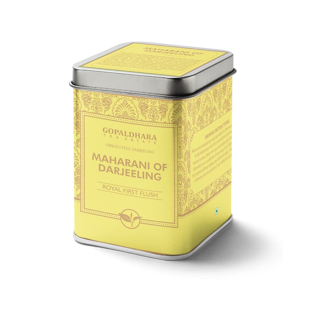 Gopaldhara Darjeeling Tea Clonal Tippy Maharani of Darjeeling 50g Tin Can - (Royal Series) FTGFOP1 Fresh High Mountain First Flush Tea AV2 Clones at Elevation Height of 7000 Feet (B07WWSPC7D) Amazon Price History, Amazon Price Tracker