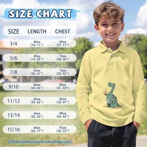 ZFRXIGN Dinosaur Boys Long Sleeve Shirts Size 3-16 Athletic Tops for Golf, Tennis, Fall Clothing 5
