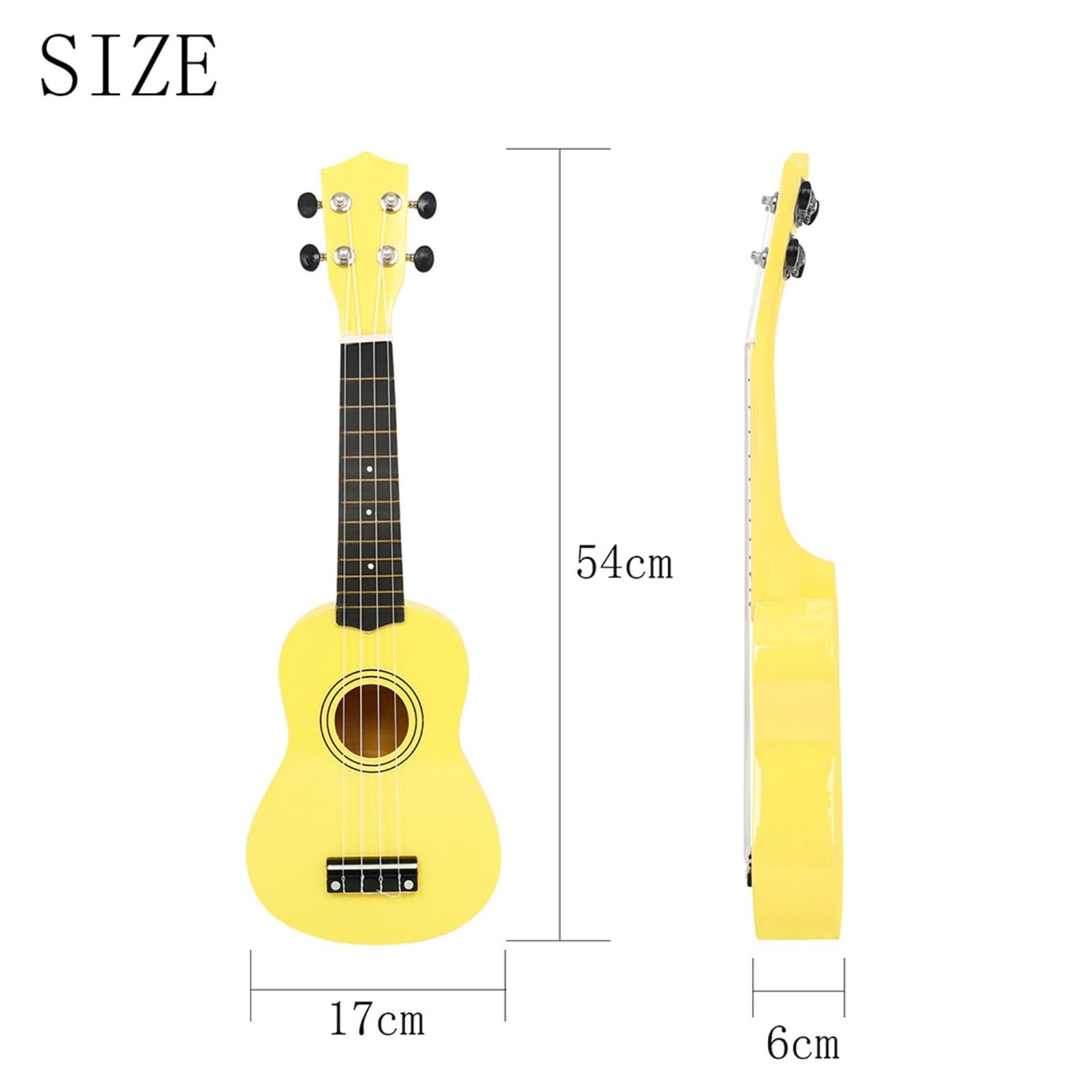 ukulele 21-calowa Drewniana Mała Gitara Ukulele Dla Początkujących Ukulele Kolorowa Mała Czterostrunowa Gitara(Yellow)