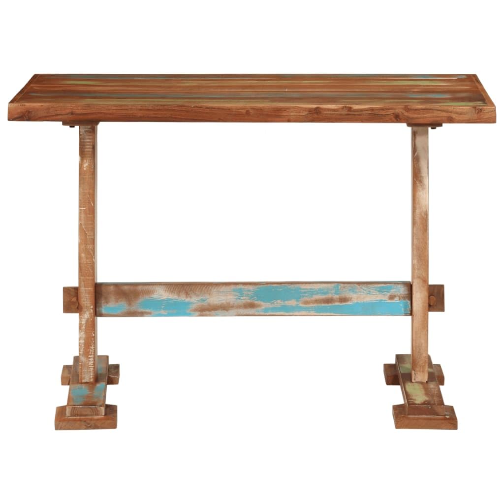 Rechteckiger Esstisch 110x55x78 cm aus massivem recyceltem Altholz, handgefertigt aus Teak, Mango, Kiefer oder Buche, mit stabilen Holzbeinen für Esszimmer oder Küche