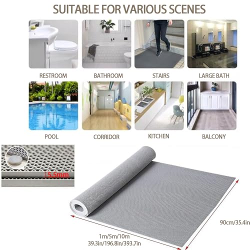 Rouleau de tapis antidérapant pour piscine extérieure, tapis de drainage en caoutchouc pour garage, restaurant, bar, salle de bain, terrasse - 5 m