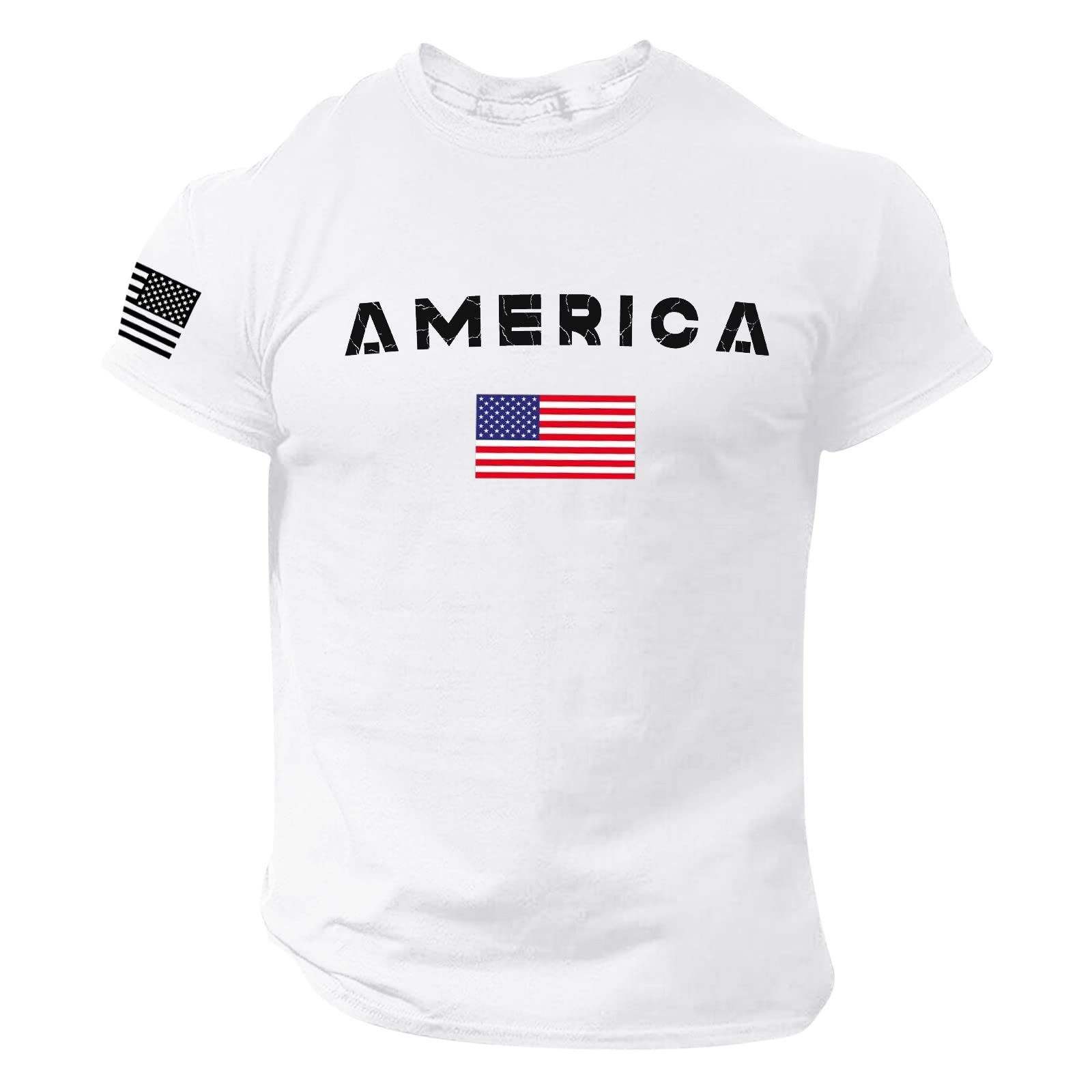 USA Patriotic American Flag Shirts for Men Casual Workout Muscle Shirts Short Sleeve Round Neck Patriotic Tee Blouses