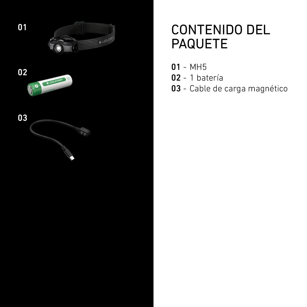 Ledlenser MH5 - Linterna frontal LED recargable de exterior, potente y superbrillante con 400 lm, 2 en 1 linterna frontal/de mano, para correr o senderismo, 35 h de autonomía