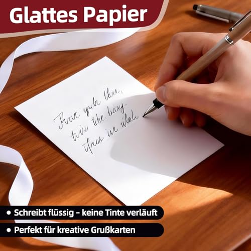 50er Set Klappkarten Blanko mit Umschlag: Klapp-Karten zum Selbstgestalten, Beschriften oder Bedrucken für Grußkarten, Hochzeitseinladungen, Postkarten und handgemachte Karten - DIN A6/C6, Weiß