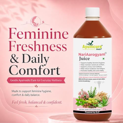 Image of Ayumcure NariAarogyam Juice for Women | 1000ML | 100% Herbal Women's Wellness Drink | Supports Feminine Comfort, Daily Wellness, Energy & Vitality | With Ashoka, Shatavari, Lodhra, Aloe Vera & Amla (Pack Of 2 )