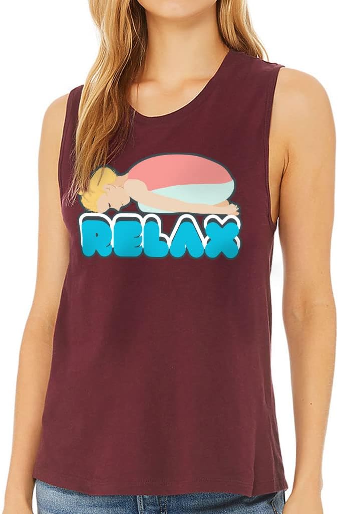 Relax Yoga Women's Muscle Tank - Cool Tank Top - Themed Workout Tank