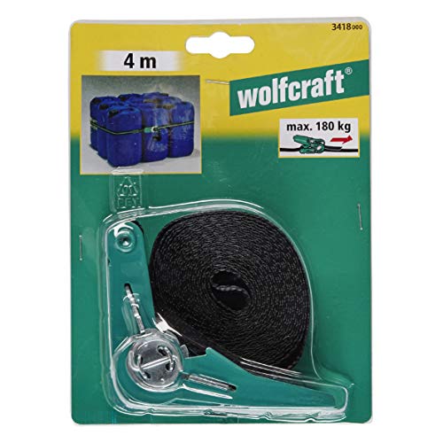 Wolfcraft 3421000 – Lot De 2 Sangles De Serrage 4 M – Force 120 Kg – Came à Griffe Robuste