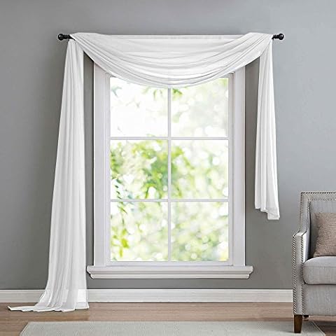 Querbehang Freihanddeko aus transparentem Voile, die ideale Ergänzung zu unseren Gardinen, 140x600, Weiß, 560 Cover