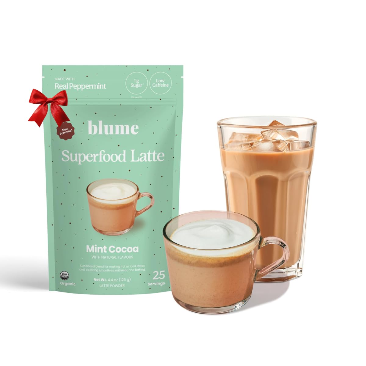 Blume Mint Cocoa Blend - Superfoods latte with Brain Boosting Adaptogen Organic Cacao - Keto Friendly & Vegan Hot Chocolate - 25 Servings