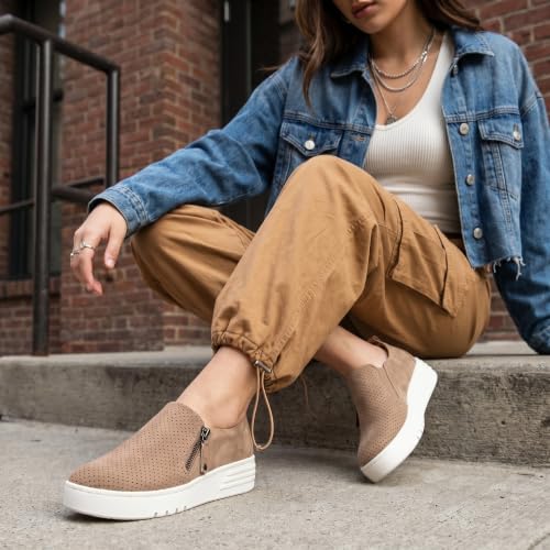 Image of CUSHIONAIRE Platform Slip On Womens Sneakers, Casual Perforated Fashion Sneakers for Women with Supportive Comfort Design, Wide Widths Available