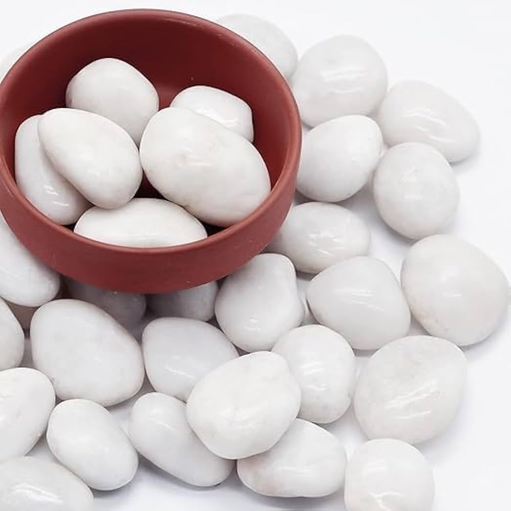 Polished White Marble Stone - 2 KG Small Decorative Stones for Aquarium Fish Tank, Garden Plants Pots, Vase Fillers, Turtle Tanks White Stone Pebbles (2 Kilograms)-picture-31