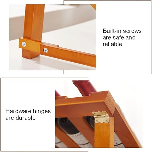 Miniatura 4 de Estante de madera para vino, 5 estantes de almacenamiento de vino de pie para encimera, soportes rústicos para botellas de vino con diseño moderno