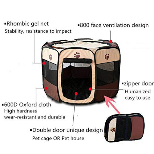 Queiting Foldable Pet Playpen Dog Cat Playpen Soft Fabric Portable Foldable Puppy Run Cage Pet Kennel Indoor Outdoor Use 29