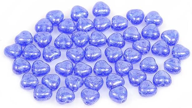 60pcs Heart Beads 6 x 6 mm, Transparent Blue Hematite (30060-14400), Bohemia Crystal Glass, Czechia 11179001