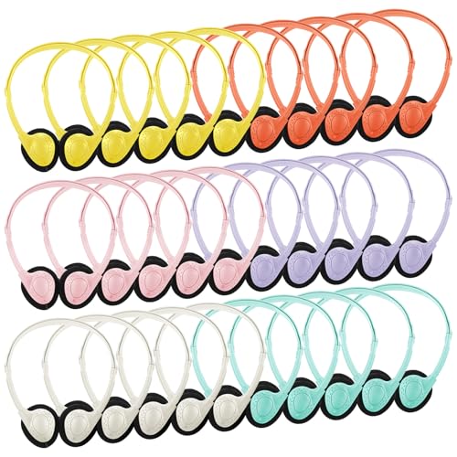 Image of Konohan 30 Pack Headphones Bulk Classroom Headphones, Macaron, Classic
