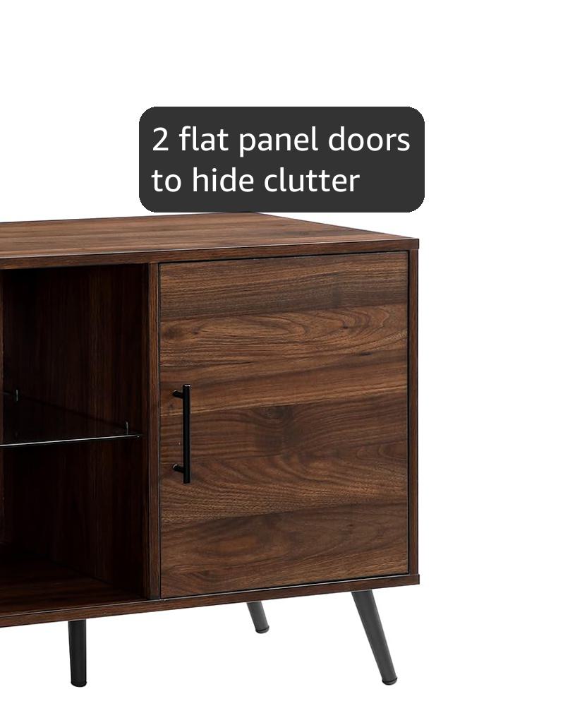 Amazon.com: Walker Edison Saxon Mid Century Modern Glass Shelf TV