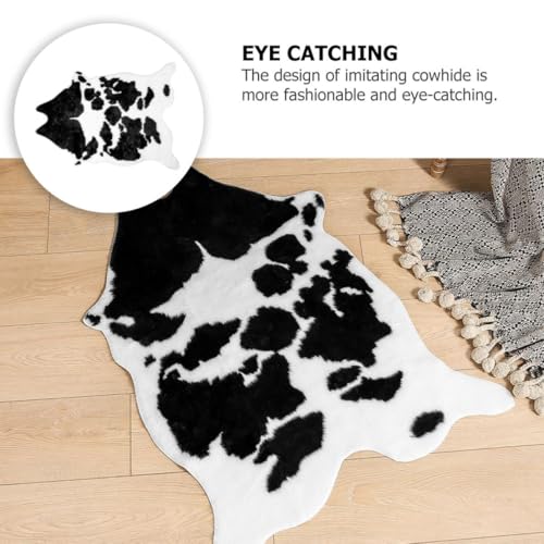 Tapis de sol antidérapant doux et chaud imitation peau de vache en polyester