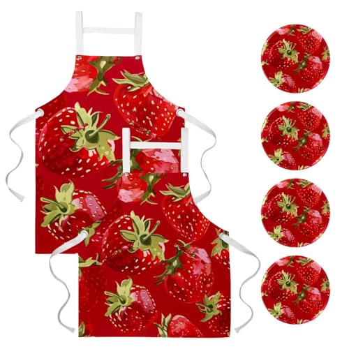 Tablier de cuisine souple à imprimé fraises pour vos recettes d'été