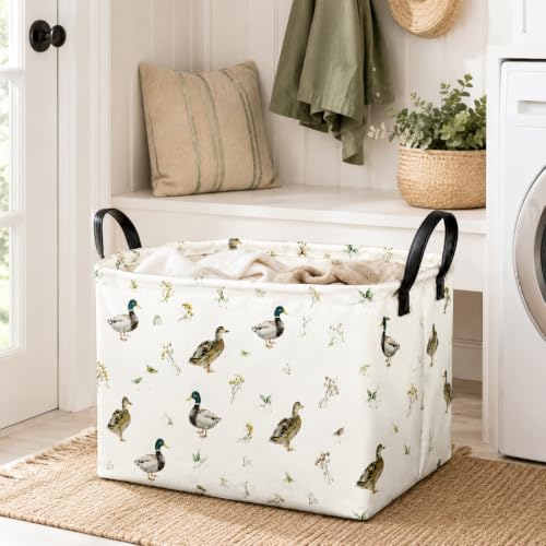 Image of Mallard Duck Storage Basket, Foldable Toy Bin, 14.5 x 10.2 x 9.4 Inches