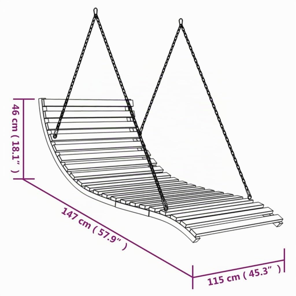 vidaXL Bugholz Bett-Schaukel Teak-Finish Massivholz Hängeschaukel Gartenliege Bett Sonnenliege Gartenschaukel Gartenmöbel 115x147x46cm