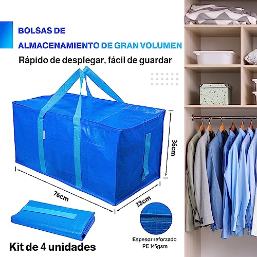OIKOSZ 4 Pack Storage Bags Kit, Extra Large Moving and Travel Bag, Heavy Duty - Image 2