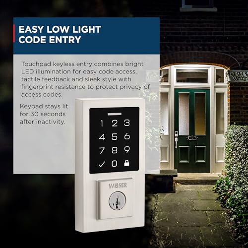 Weiser SmartCode Satin Nickel Keyless Entry Door Lock/Deadbolt Lock, 10-Button Touchpad Door Lock with Backlit Keypad, Up to 50 User Codes, Electronic Door Locks for Front Door, Modern Home Décor by Weiser - Image 7