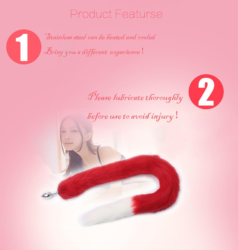 30.3 Inch Fox Animal Costume Tail Faux Fur Wolf Butt Tail Long Anal Butt Plug Fox Cat Butt Plug Furry Plush Tail Plug Valentines Day Cosplay: Black