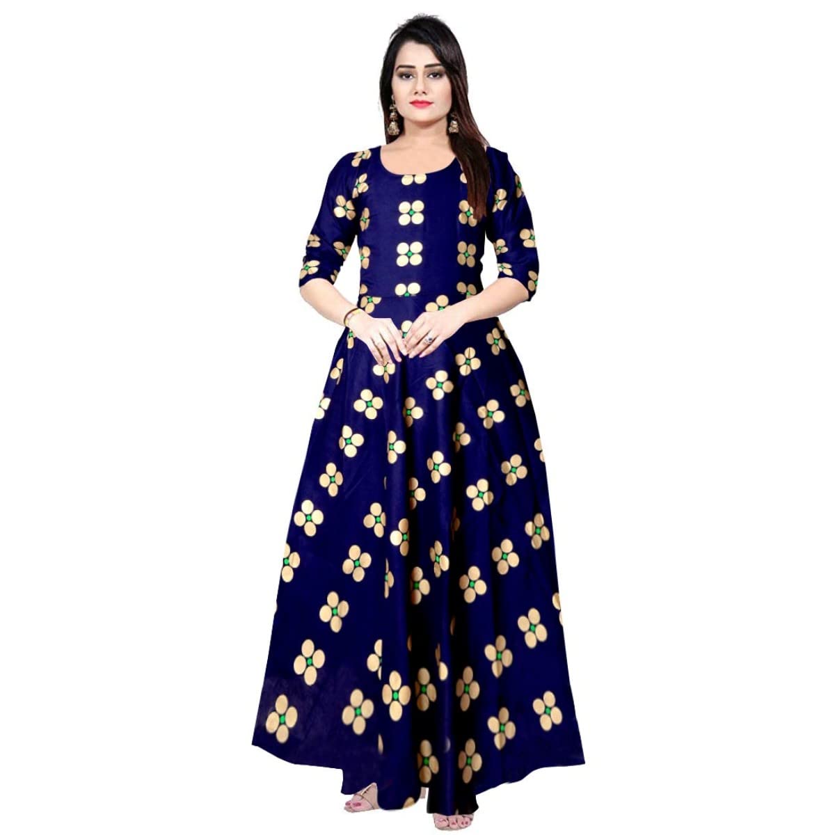 Women Beautiful Rayon Fabric Fit and Flare Maxi Dress Gown Kurties (Free Size Upto XXL)-picture-47