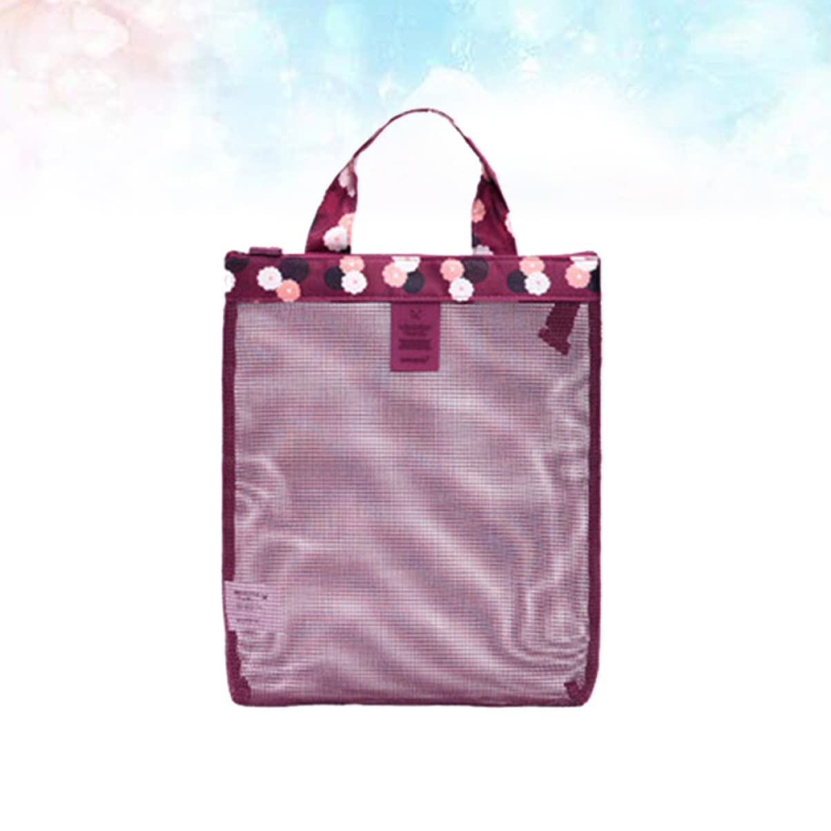 Zerodeko 3piezas Bolsa De Playa De Malla Para Natación y Actividades Familiares Resistente Al Agua Para Recoger Juguetes y Rojo Vino Flores Para Piscina Camping y Viajes