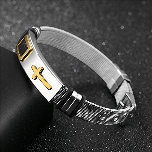 Pulsera ajustable para hombre en acero inoxidable dorado miniatura 3