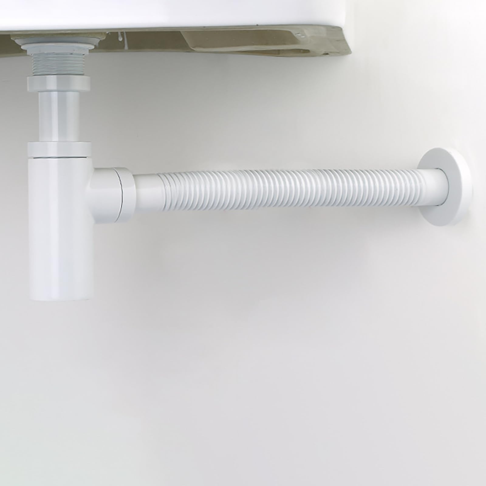 Siphon Waschbecken mit Überlauf,Pop Up Ablaufventil,Geruchsverschluss,Höhenverstellbar,Flexibel Ausziehbar Abflussrohr Waschbecken,Chrom