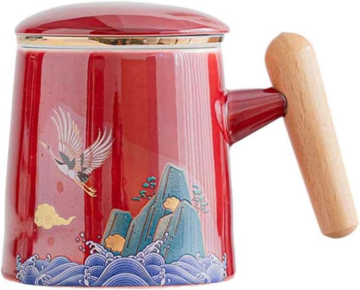 マグカップ 北欧 おしゃれ レトロ コーヒーカップ 中華風 蓋つき ろ過分離器 大きい 陶器 ティーカップ 大容量 コップ カフェマ